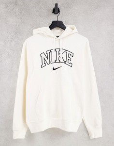 Флисовый худи кремового цвета с логотипом в стиле ретро Nike Retro-Белый