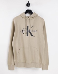 Худи светло-бежевого цвета с логотипом в виде монограммы Calvin Klein Jeans-Светло-бежевый цвет