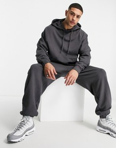 Выбеленный черный спортивный костюм очень свободного кроя в стиле oversized из смесового органического хлопка ASOS DESIGN-Черный цвет