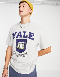Oversized-футболка серого меланжевого цвета с принтом "Yale" Topman-Серый