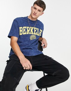 Синяя oversized-футболка с принтом "Berkeley" Topman-Голубой