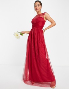 Красное платье макси с отделкой Little Mistress Bridesmaid-Красный