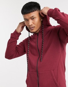 Бордовый худи на молнии с капюшоном от комплекта Bershka-Красный