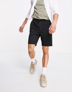 Черные шорты с завязкой-шнурком Bershka-Черный