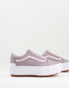 Фиолетовые кожаные кроссовки с эффектом помятой кожи Vans Old Skool Stacked-Фиолетовый цвет