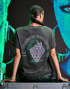 Темно-серая выбеленная oversized-футболка с принтом "Grapeful" ASOS DESIGN-Серый