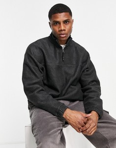 Oversized-свитшот из флиса с короткой молнией ASOS DESIGN-Серый