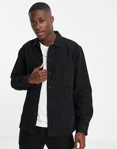Фактурная рубашка черного цвета Topman-Черный цвет
