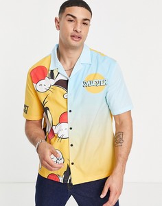 Желтая рубашка с принтом кота Сильвестра от комплекта Bershka-Желтый