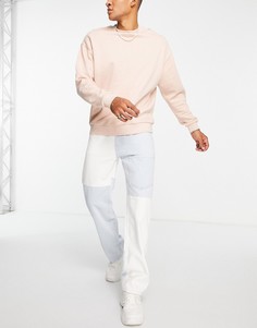 Разноцветные джинсы в стиле 90-х с нахлестом Bershka-Голубой