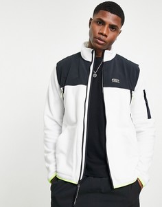 Черная куртка на сквозной молнии из флисовой ткани Polartec Quiksilver New Latitude-Белый