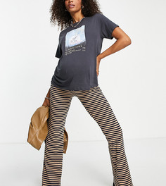 Расклешенные брюки в темно-синюю/бежевую полоску с завышенной талией Pieces Maternity-Разноцветный