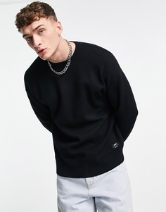 Черный oversized-джемпер с круглым вырезом Bershka-Черный цвет