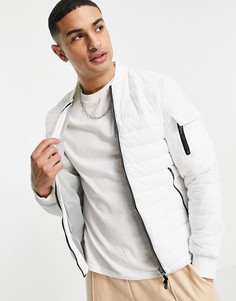 Белый стеганый бомбер Bershka