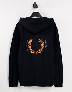 Худи черного цвета с принтом лаврового венка на спине Fred Perry-Черный цвет
