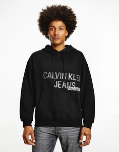 Черный худи с принтом на спине Calvin Klein Jeans-Черный цвет