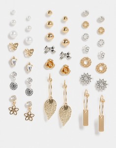 Набор золотистых серег с цветками и бабочками ALDO Groadia-Золотистый