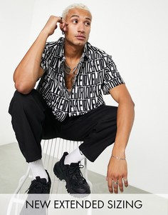 Свободная рубашка в стиле oversized со сплошным принтом в виде надписи "Peace" ASOS DESIGN-Белый