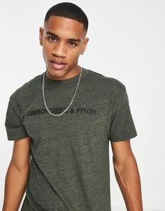 Зеленая футболка с прорезиненным логотипом на груди Abercrombie & Fitch-Зеленый цвет