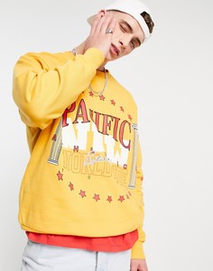 Оранжевый oversized-свитшот с принтом в университетском стиле ASOS DESIGN-Оранжевый цвет