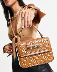 Светло-коричневая сумка через плечо с ручками сверху Love Moschino-Коричневый цвет