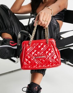Красная стеганая сумка на плечо с цепочкой Love Moschino-Красный