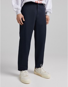 Темно-синие брюки с широкими штанинами Bershka-Голубой
