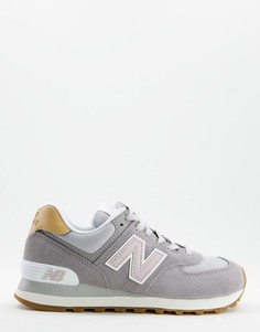 Серо-белые кроссовки New Balance 574-Серый