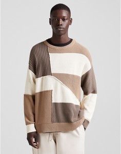 Коричневый вязаный oversized-джемпер Bershka-Коричневый цвет