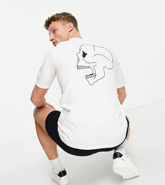 Белая oversized-футболка с принтом черепа на спине из смесового хлопка Selected Homme – эксклюзивно для ASOS-Белый