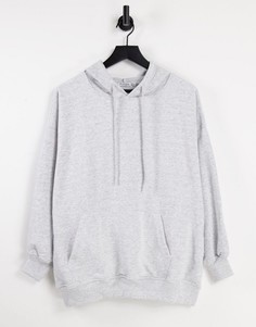 Серый меланжевый oversized-худи Stradivarius