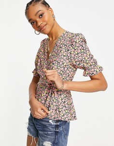 Блузка с запахом и мелким цветочным принтом Vero Moda-Многоцветный