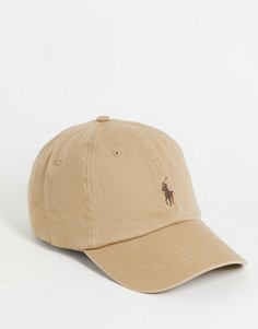 Светло-коричневая кепка с логотипом с игроком в поло Polo Ralph Lauren-Светло-бежевый цвет