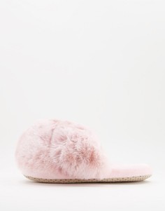 Однотонные розовые слиперы из искусственного меха с куполообразным носком Loungeable-Розовый цвет