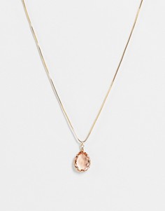 Золотистое ожерелье с подвеской с розовым камнем ALDO Beauceron-Золотистый