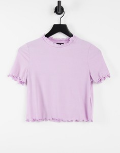 Сиреневая укороченная футболка с волнообразным краем Vero Moda-Фиолетовый цвет