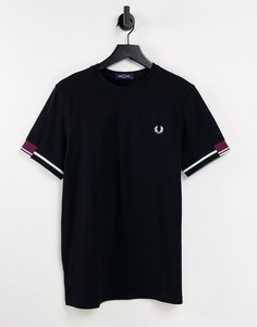 Черная футболка из пике с окантовкой Fred Perry-Черный цвет