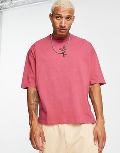 Темно-красная oversized-футболка с цветочным принтом на груди ASOS DESIGN-Красный