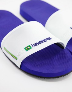 Синие шлепанцы с белым ремешком Havaianas-Многоцветный