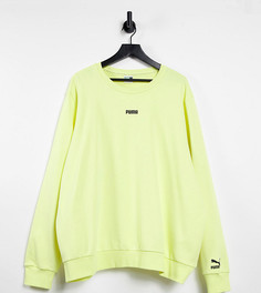Желтый свитшот с небольшим логотипом Puma Plus