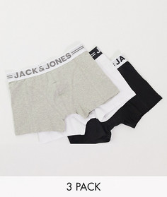 Комплект из трех боксеров-брифов серого, белого и черного цветов Jack & Jones-Серый