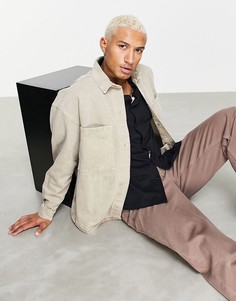 Коричневая выбеленная джинсовая oversized-рубашка от комплекта ASOS DESIGN-Коричневый цвет Bershka