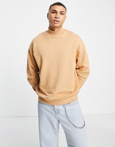 Бежевый oversized-свитшот с высоким воротом ASOS DESIGN-Светло-бежевый цвет