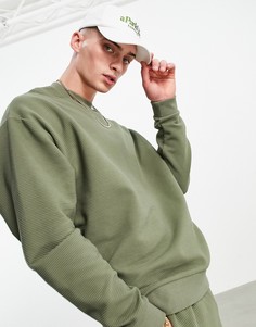 Oversized-свитшот в рубчик цвета хаки от комплекта ASOS DESIGN-Зеленый цвет