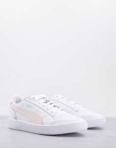 Белые низкие кроссовки с розовой отделкой PUMA Ralph Sampson-Белый