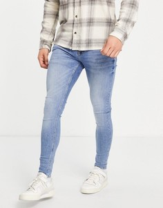 Выбеленные джинсы с напылением Topman-Голубой