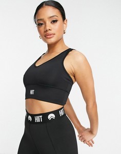 Черный укороченный топ с оборками HIIT-Черный цвет