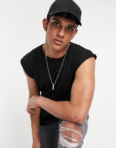 Черная футболка без рукавов с необработанными краями Brave Soul-Черный