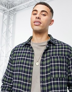 Зеленая рубашка в клетку с длинными рукавами Jack & Jones-Зеленый цвет