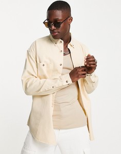 Джинсовая oversized-рубашка выбеленного желтого цвета в винтажном стиле 90-х ASOS DESIGN-Желтый